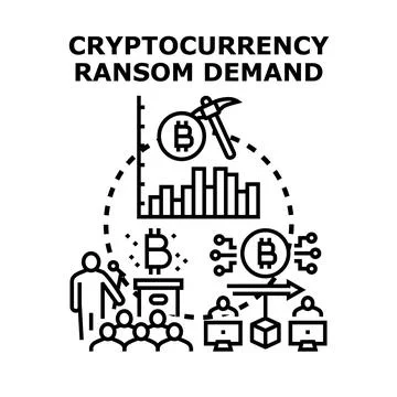 Cryptocurrency ransom demand and digital cyber attack threat Stock Illustration