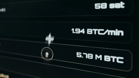 Cryptocurrency-related data, showing balances and mining rates in Bitcoin Stock Footage 333450503