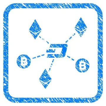 Cryptocurrency Relations Framed Stamp 스톡 일러스트