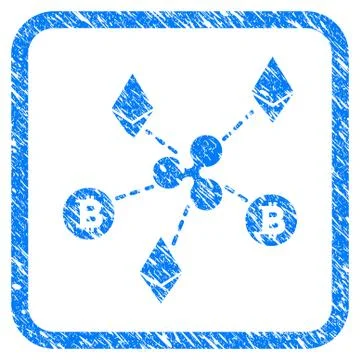 Cryptocurrency Relations Framed Stamp 스톡 일러스트
