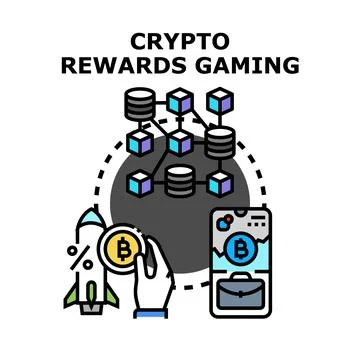 Cryptocurrency rewards gaming platform and digital economy Stock Illustration