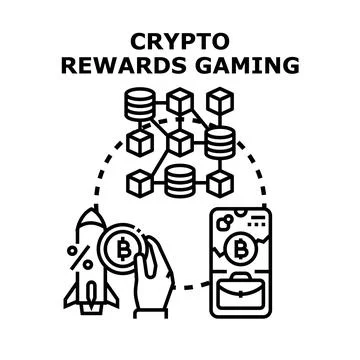 Cryptocurrency rewards gaming platform and digital economy Stock Illustration