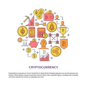 Cryptocurrency round concept poster with place for text Stock Illustration