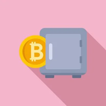 Cryptocurrency safe icon flat vector. Digital finance Stock Illustration