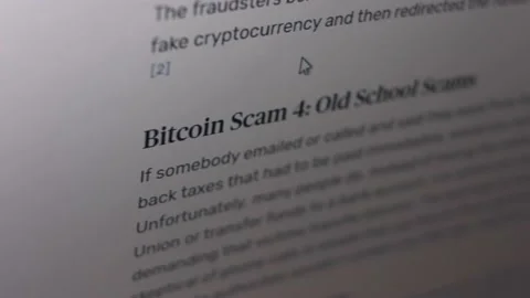 Cryptocurrency scams. Getting informed about bitcoin scams. Bitcoin scam 4: old Stock Footage 150273705