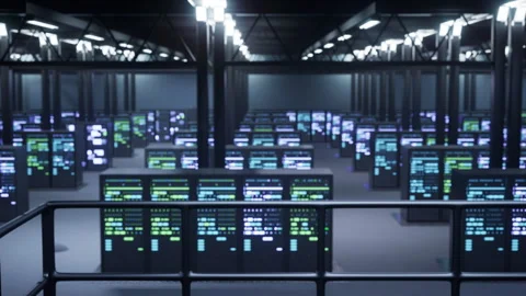 Cryptocurrency server farm Stock Footage 246774136