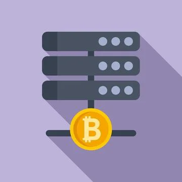 Cryptocurrency server icon flat vector. Crypto money 스톡 일러스트