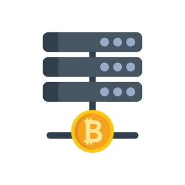 Cryptocurrency server icon flat vector. Crypto money 스톡 일러스트