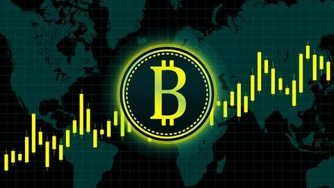 CryptoCurrency Sign with World Map Background. Digital Money Banner Stock Illustration
