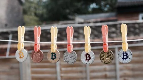 Cryptocurrency silver and gold Foto stock