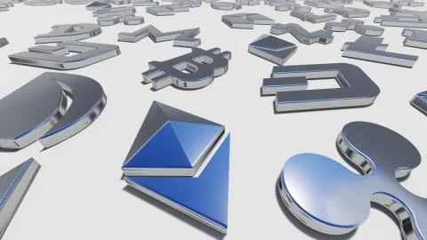 Cryptocurrency silver symbols Stock-Illustration