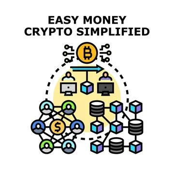 Cryptocurrency simplified concept with blockchain network Stock Illustration