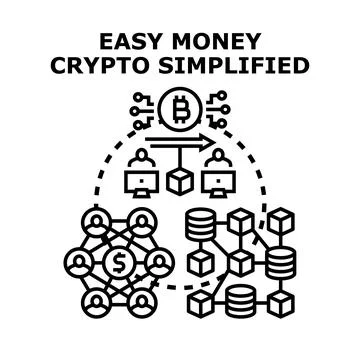 Cryptocurrency simplified concept with blockchain network Stock Illustration