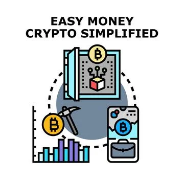 Cryptocurrency simplified concept illustrating digital money transactions Stock Illustration