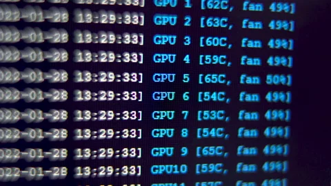Cryptocurrency software process of ethereum mining displaying on PC Screen Stock Footage 191013837