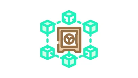 Cryptocurrency staking fintech color icon animation Stock Footage 327256720