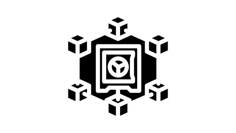 Cryptocurrency staking fintech glyph icon animation Stock Footage 326729744