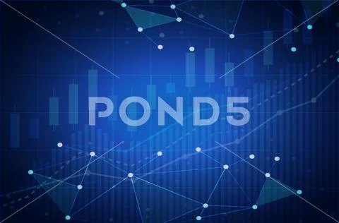 Cryptocurrency stock chart light futuristic with blockchain polygon network.B Stock Illustration
