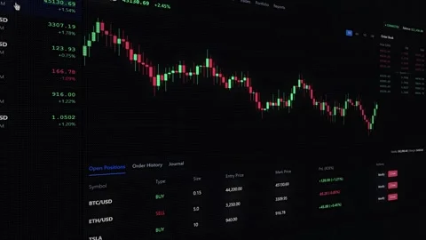 Cryptocurrency &amp; Stock Exchange Analytics &amp; Charts Stock Footage 344966668