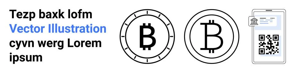 Cryptocurrency Symbols and QR Code Badge for Modern Financial Transactions Stock Illustration