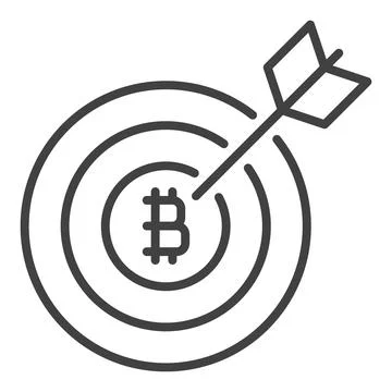 Cryptocurrency Target with Arrow vector Bitcoin linear icon or logo element 스톡 일러스트