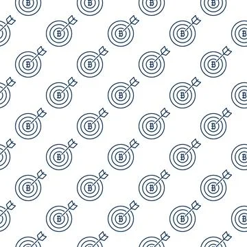 Cryptocurrency Target with Arrow vector Bitcoin linear seamless pattern Stockillustratie
