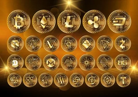 Cryptocurrency technology concept, abstract background. Stock Illustration