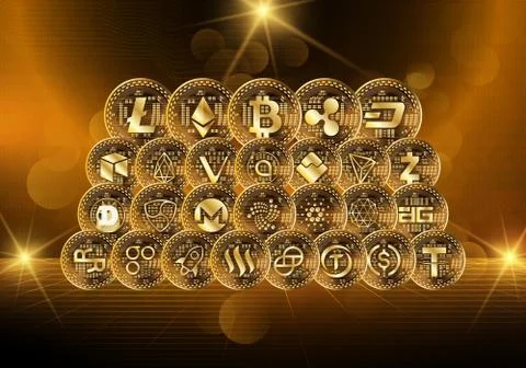 Cryptocurrency technology concept, abstract background. Stock Illustration