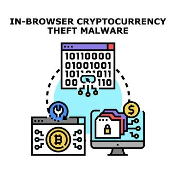 Cryptocurrency theft malware blocking digital assets Stock Illustration