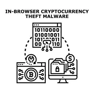 Cryptocurrency theft malware blocking digital assets 스톡 일러스트