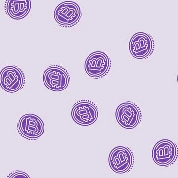 Cryptocurrency token cryptocurrency mining glyph seamless pattern Stock Illustration