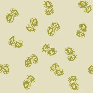Cryptocurrency token cryptocurrency mining glyph vector seamless pattern Stock Illustration