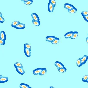 Cryptocurrency token cryptocurrency mining isometric icon seamless pattern イラスト素材