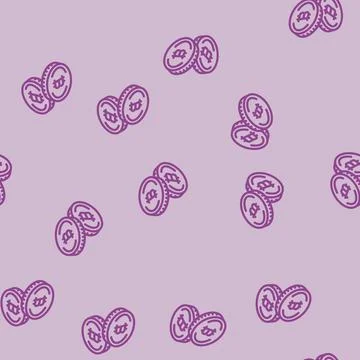 Cryptocurrency token cryptocurrency mining line vector seamless pattern Stock Illustration