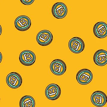 Cryptocurrency token cryptocurrency mining vector seamless pattern 스톡 일러스트