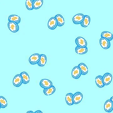 Cryptocurrency token cryptocurrency mining vector seamless pattern Stock Illustration