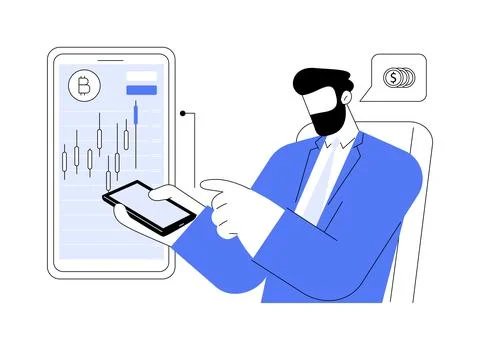 Cryptocurrency trading app abstract concept vector illustration. Stock Illustration