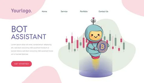 Cryptocurrency trading bot. The bot trades on the cryptocurrency market. Cryp Stock Illustration