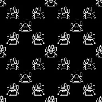 Cryptocurrency Trading Bot vector Automation Tool seamless pattern in thin .. Stock Illustration