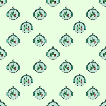 Cryptocurrency Trading Bot vector round colored seamless pattern Illustrazione stock