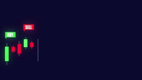 Cryptocurrency Trading candlesticks chart with Buy and sell calls indicators Stock Footage 241073421