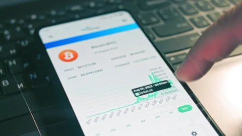 Cryptocurrency trading chart. Investor checking Bitcoin and other altcoin Stock Footage 249871709