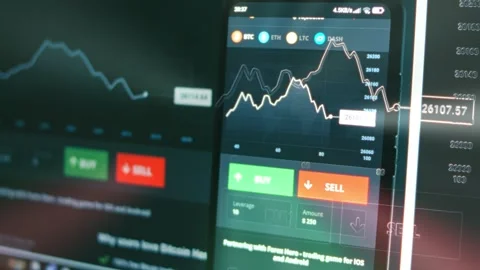 Cryptocurrency trading chart. Investor checking Bitcoin and other altcoin Stock Footage 249893467