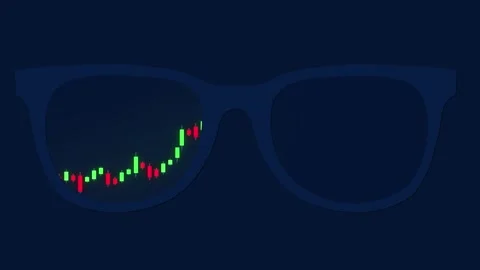 Cryptocurrency Trading Chart reflection Inside the Glasses animation Stock Footage 241073265