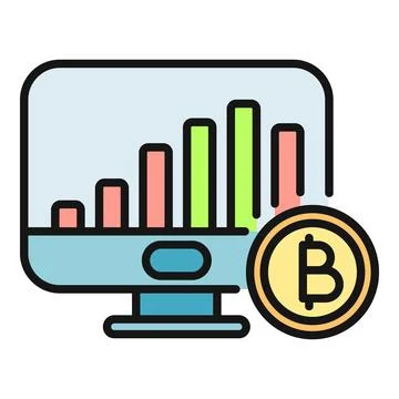 Cryptocurrency trading data analytics on computer monitor Illustrazione stock