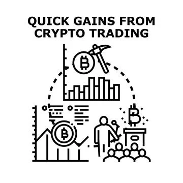 Cryptocurrency trading gaining quick profit and financial growth Stock Illustration