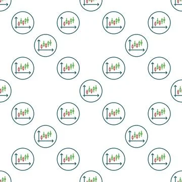 Cryptocurrency Trading Graph vector outline round seamless pattern Illustrazione stock