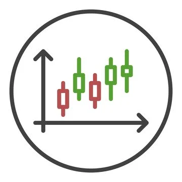 Cryptocurrency Trading Graph vector outline round icon or symbol Stock Illustration