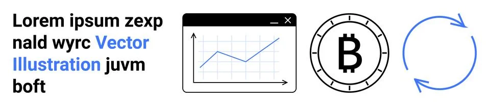 Cryptocurrency Trading Platform Elements Featuring Graph, Bitcoin Symbol, a.. Stock Illustration