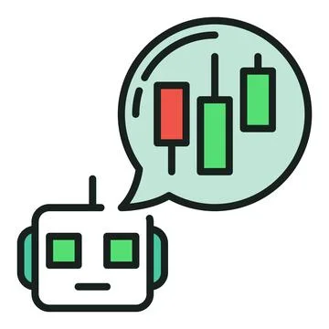 Cryptocurrency Trading Robot with Speech Bubble vector automation tools col.. Stock Illustration